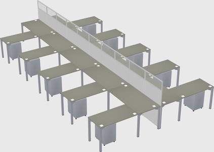 Shared l-shape cubicle