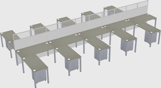 Shared l-shape cubicle