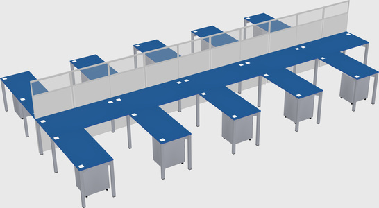 Shared l-shape cubicle