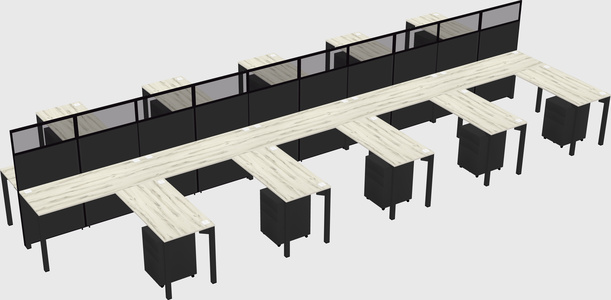 Shared l-shape cubicle