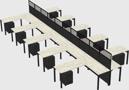 Shared l-shape cubicle
