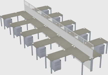 Shared l-shape cubicle