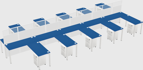 Shared l-shape cubicle