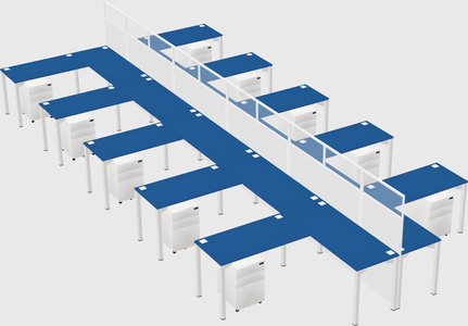 Shared l-shape cubicle