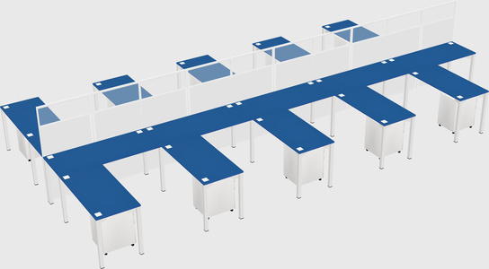 Shared l-shape cubicle