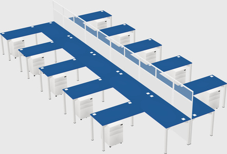 Shared l-shape cubicle