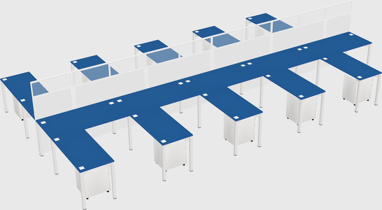 Shared l-shape cubicle