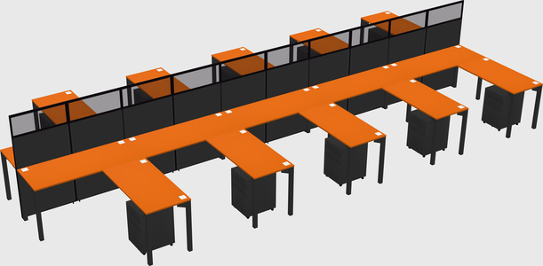 Shared l-shape cubicle