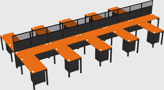 Shared l-shape cubicle