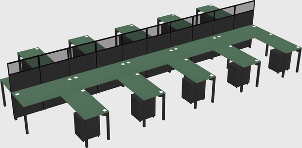 Shared l-shape cubicle