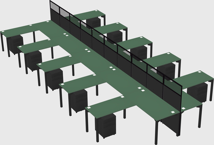 Shared l-shape cubicle