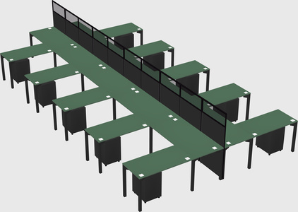 Shared l-shape cubicle
