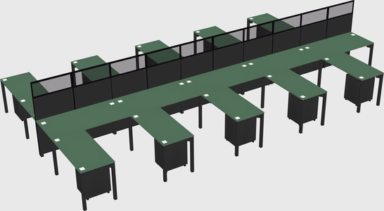 Shared l-shape cubicle