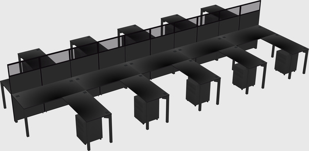 Shared l-shape cubicle