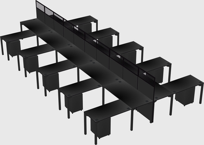 Shared l-shape cubicle
