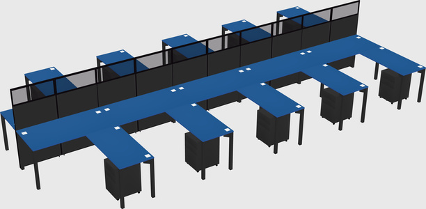 Shared l-shape cubicle