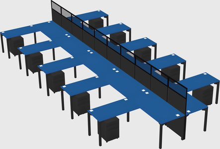 Shared l-shape cubicle