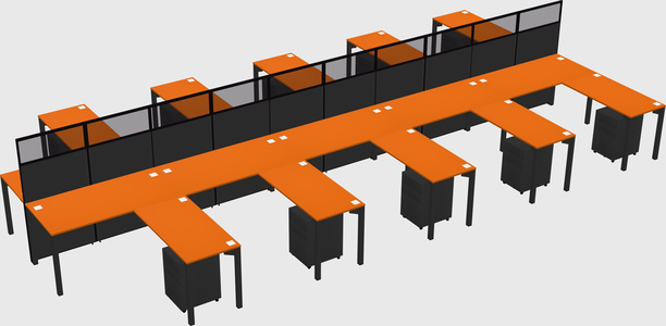 Shared l-shape cubicle