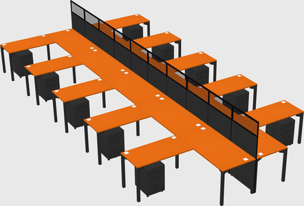 Shared l-shape cubicle