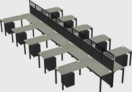 Shared l-shape cubicle