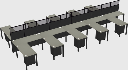 Shared l-shape cubicle