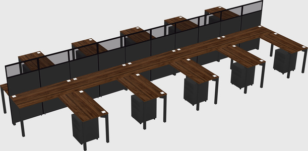 Shared l-shape cubicle