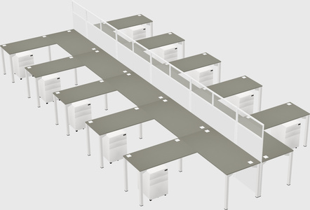 Shared l-shape cubicle