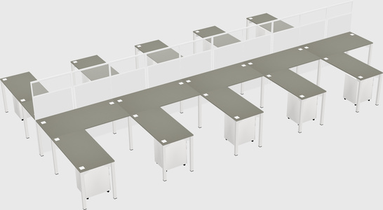 Shared l-shape cubicle