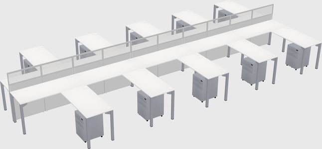 Shared l-shape cubicle