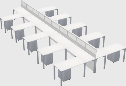 Shared l-shape cubicle