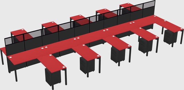 Shared l-shape cubicle