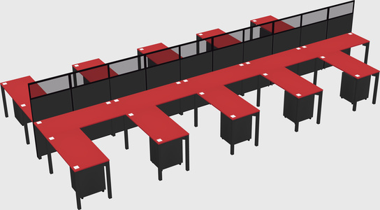 Shared l-shape cubicle