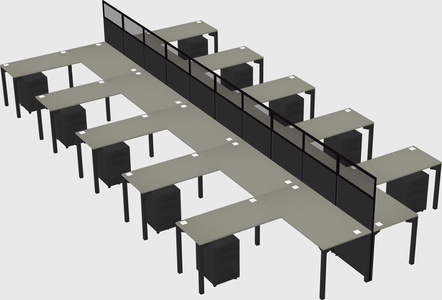 Shared l-shape cubicle