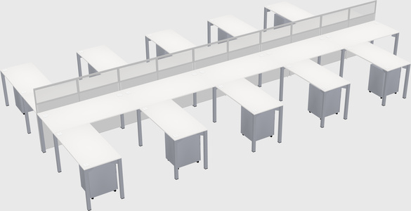 Shared l-shape cubicle