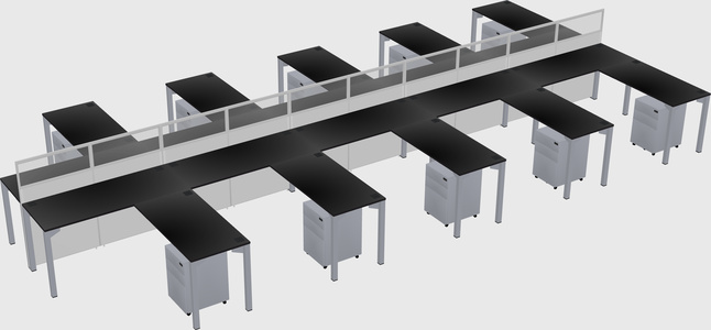 Shared l-shape cubicle