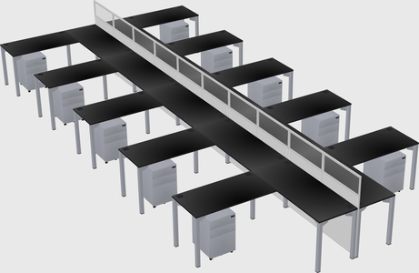 Shared l-shape cubicle