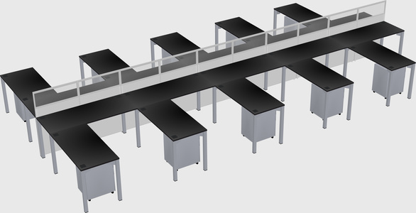 Shared l-shape cubicle