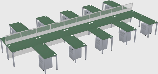 Shared l-shape cubicle