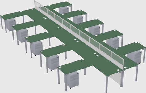 Shared l-shape cubicle