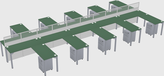 Shared l-shape cubicle