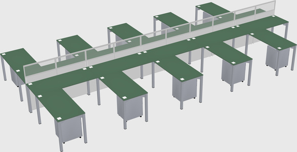 Shared l-shape cubicle