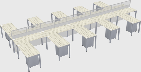 Shared l-shape cubicle