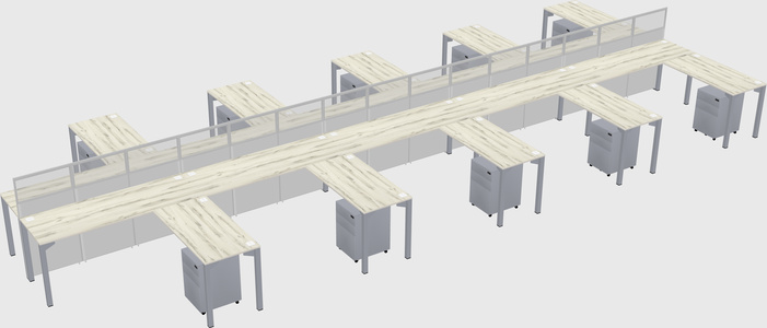 Shared l-shape cubicle