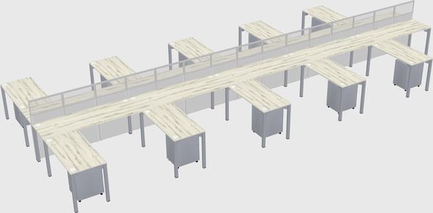 Shared l-shape cubicle