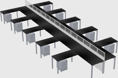 Shared l-shape cubicle