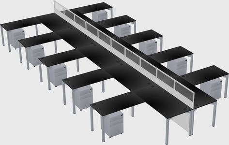 Shared l-shape cubicle