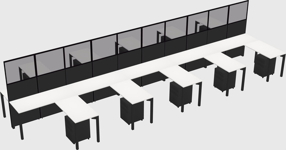 Shared l-shape cubicle
