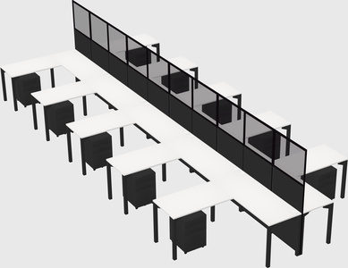Shared l-shape cubicle
