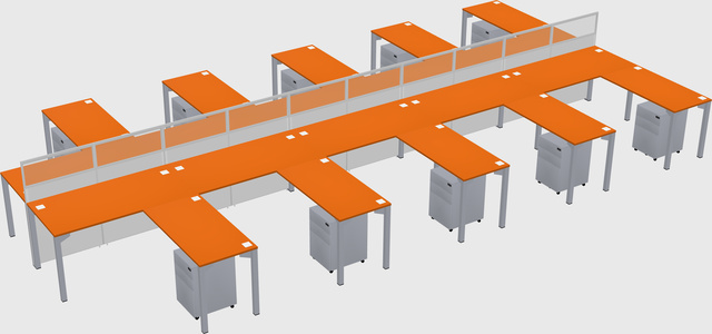 Shared l-shape cubicle