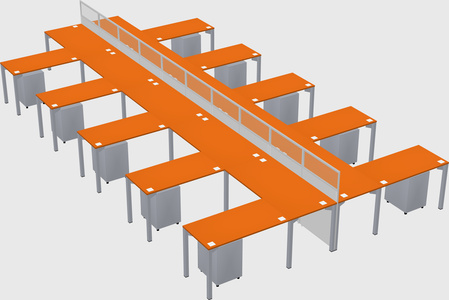 Shared l-shape cubicle